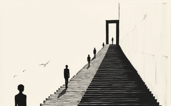 Citoyens marchants dans la même direction